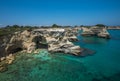 Rocky beach in Puglia, Torre SantÃ¢â¬â¢Andrea, Italy Royalty Free Stock Photo